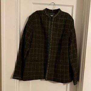 Plaid Green Jacket NWT Susan Graver Style size L